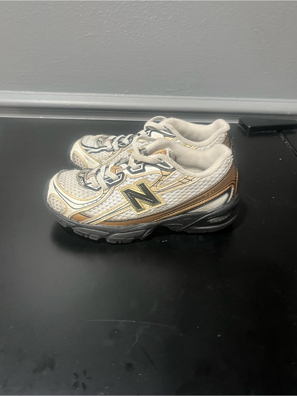New Balance 740 Kids White & Gold Athletic Sneakers